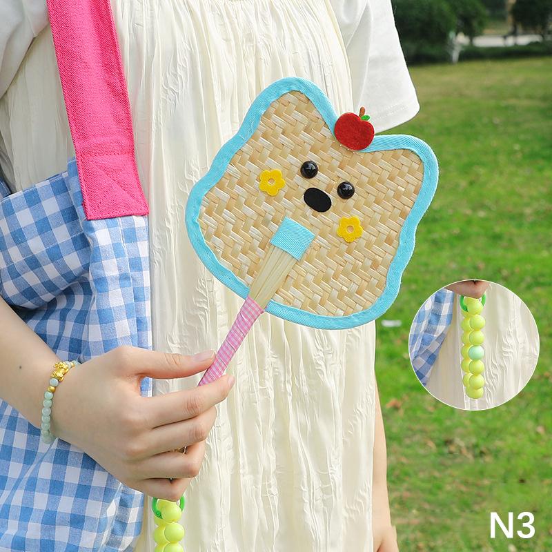Colorful Handmade Fan Chinese Style Cartoon Shape Straw Bamboo Woven Fan Summer Anti-Mosquito Cooler Handfan Home Decor Pendants