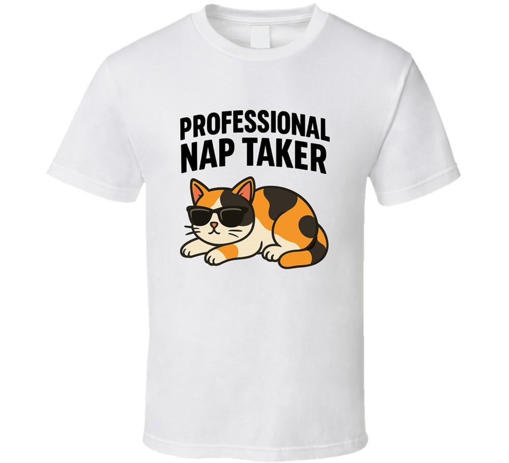 Professional Nap Taker Tee Funny New Cat Lover Pet Fun T Shirt Feline TShirt M