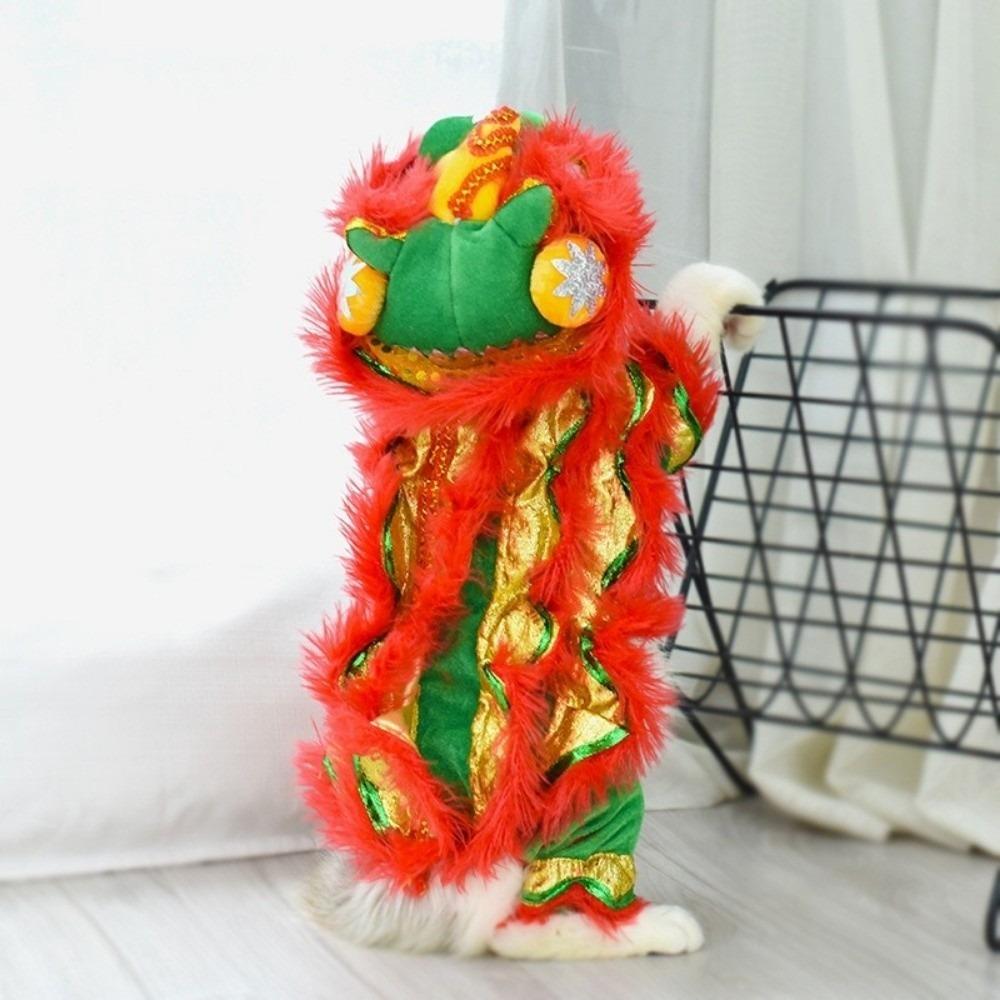Plush Pet Clothes Polyester Chinese Style Pet Costume New Warm Winter Outfits Visiting Clothing