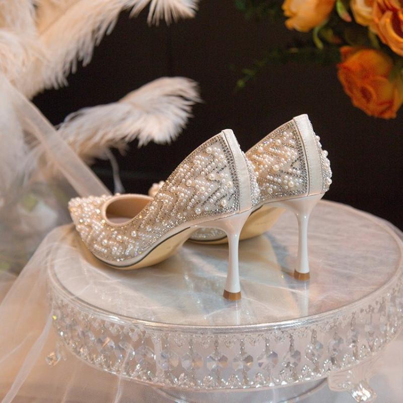 Fashion Temperament Woman Shoes 2026 Autumn New Business Style Women's Rhinestone High Heels Simple Versatile Women Casual Shoes