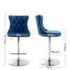 Swivel Velvet Barstools Adjustable Seat Height from 25-33 Inch, Chrome Base Bar Stools with Backs Comfortable Tufted, Set of 2,DE1712BL,Blue