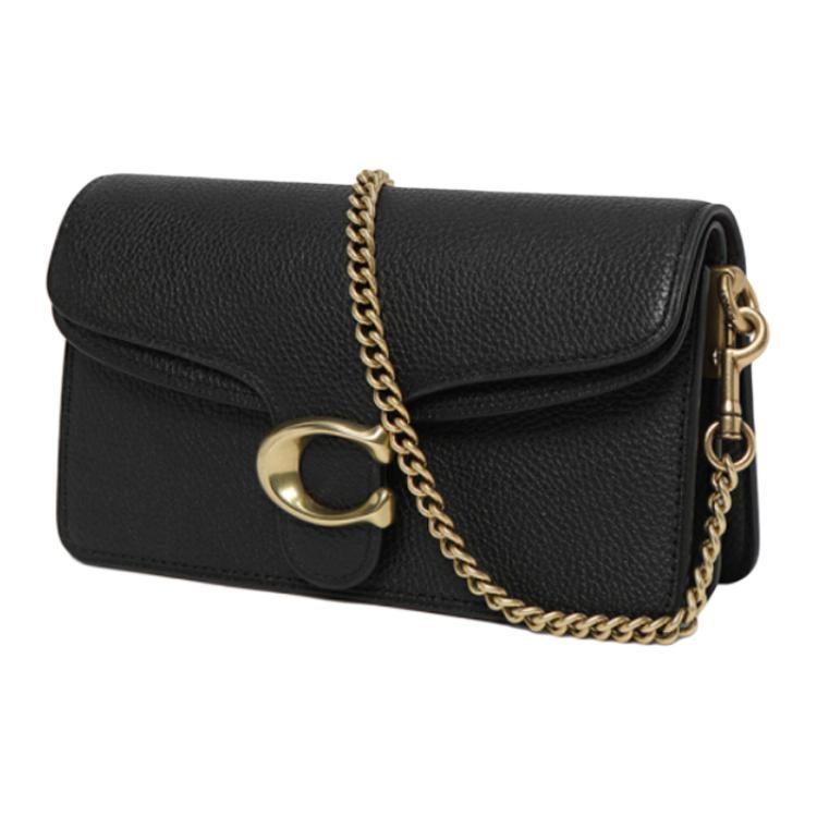 COACH Tabby Polished Pebbled Leather Shoulder Bag, Crossbody Bag Mini Women's Black 76197-B4BK