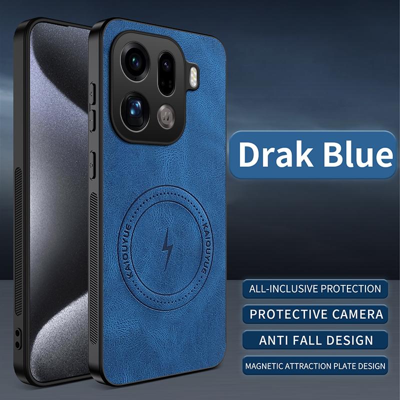 

Magnetic Leather Case for OPPO Find X9 Pro X9 Cover Soft for Mag-safe Full Camera Protector Shockproof Shell Phone Back Fundas Oppo Find X9 Pro синий