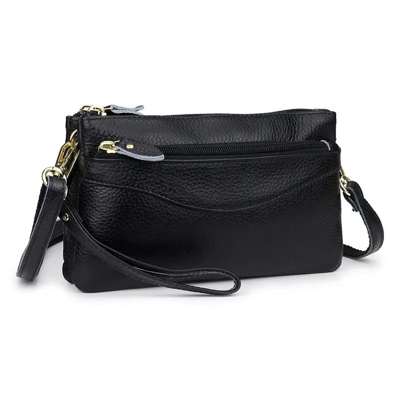 Borsa a tracolla da donna in vera pelle Piccole borse a spalla Borsa a pochette da polso casual Borse a messenger di grande capacità per donna