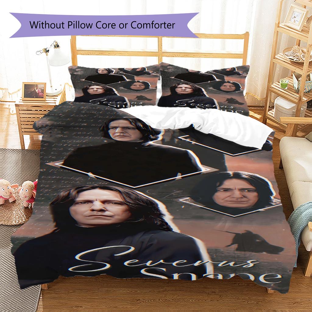 Severus Snape Pattern Bedding Quilt Set Quilt Cover Pillowcase Home Decoration Gift (1 * duvet cover + 2 * pillowcase, without core)