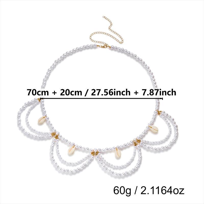 Boho Imitation Pearl Multi Layer Body Chain Beaded Shoulder Chain for Women Beach Vacation Daily Wear Jewelry