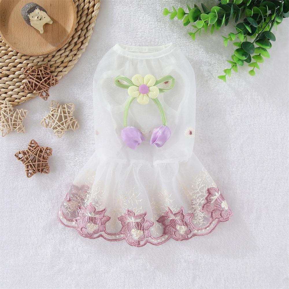 Breathable 3D Flower Pet Dress Lightweight Dog Princess Dress Puppy Summer Clothing Outdoor