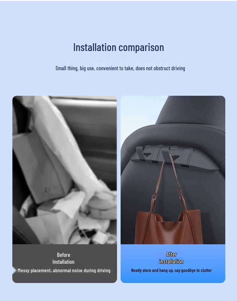 Concealed Hook Bracket for Rear Seat Backrest in Updated Tesla Model 3Y