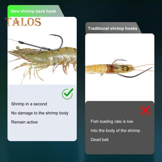 10Pcs Live Shrimp Fixing Hook Heavy Duty Carbon Steel Barbed Fishhook with Hole Freshwater Saltwater Fishing Hook Fishing Accessories