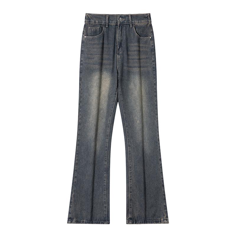 

Micro-Flare Washed Floor-Length Retro Hong Kong Style Loose Straight-Leg Jeans for Men & Women - Workwear Casual Pants XL