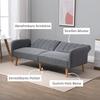Sleeper Sofa, 2-Seater Fabric Sofa, Sofa with Sleep Function, Linen-Like Polyester, Rubberwood, 173 x 75 x 73 cm, Grey