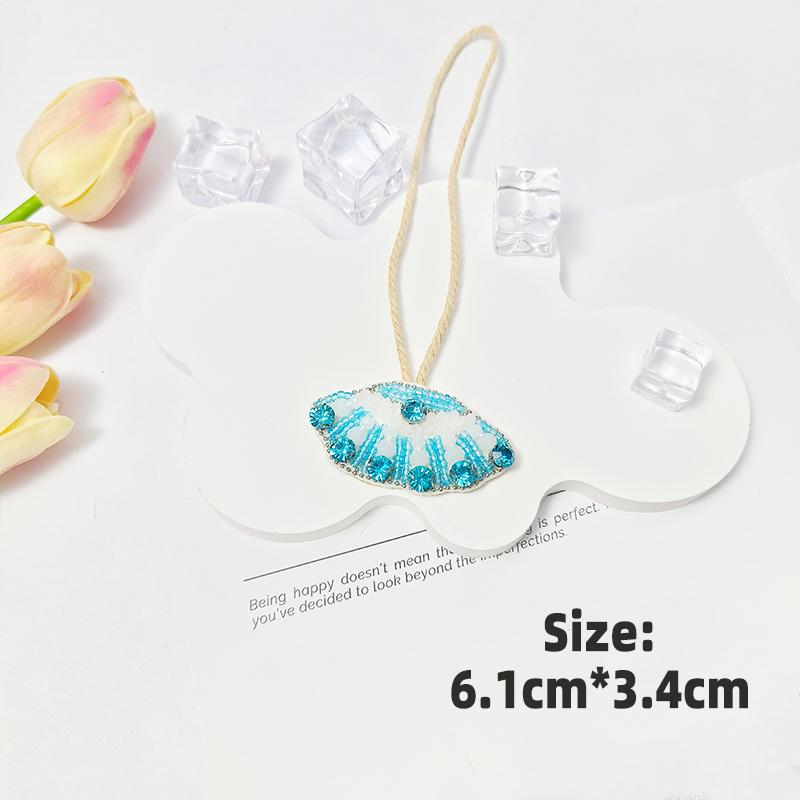 3D Ocean Theme Patches Handmade Rhinestone Beaded Patches with Hanging Rope Crystal Bag Lanyard Patch Beading Applique