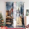 Set Of 2 Flat Printing Merry Christmas Popular Curtain Versatile Fabric Without Electricity Festive Wall Decor Use Curtains Made Polyester