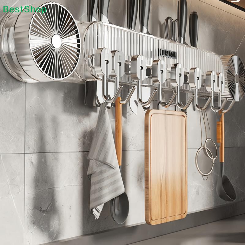 Küchenwand-Organizer - Multifunktionales Messerregal mit Haken für Utensilien/Pfannen/Schneidebretter