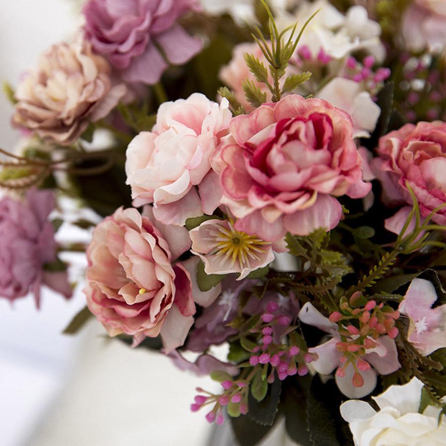 DIY Party Decoration Vintage Silk Artificial Flowers Small Rose Wedding Fake Flowers Festival Supplies Home Decor Bouquet KTY