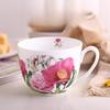 600ml Tasse aus Knochenporzellan mit großem Fassungsvermögen - Blumige Keramiktasse für Milch, Haferbrei, Frühstück, ofen-, mikrowellen- und spülmaschinengeeignet