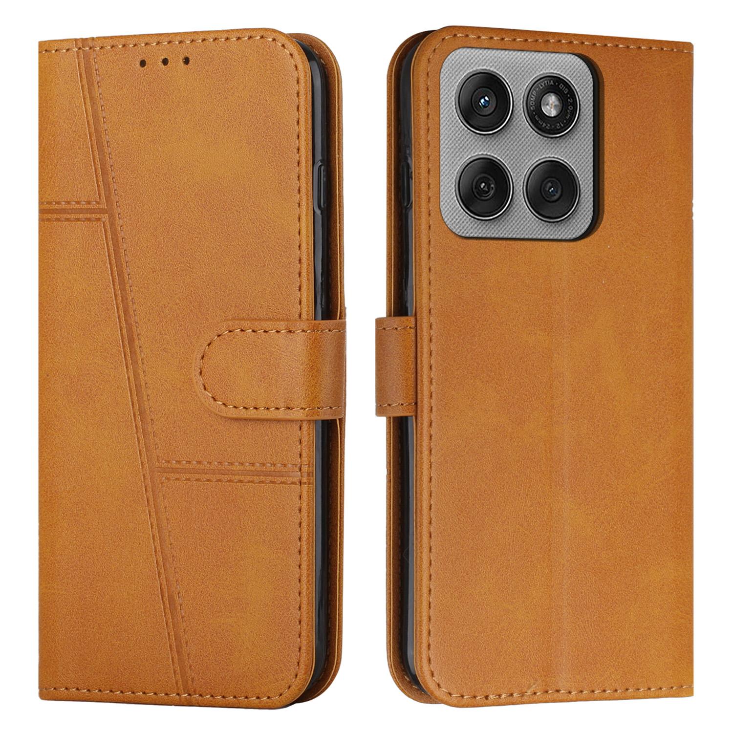 

Кожаный чехол для телефона Motorola Edge 60 Pro 5G, складная подставка, кошелек, откидная крышка с ремешком Yellow