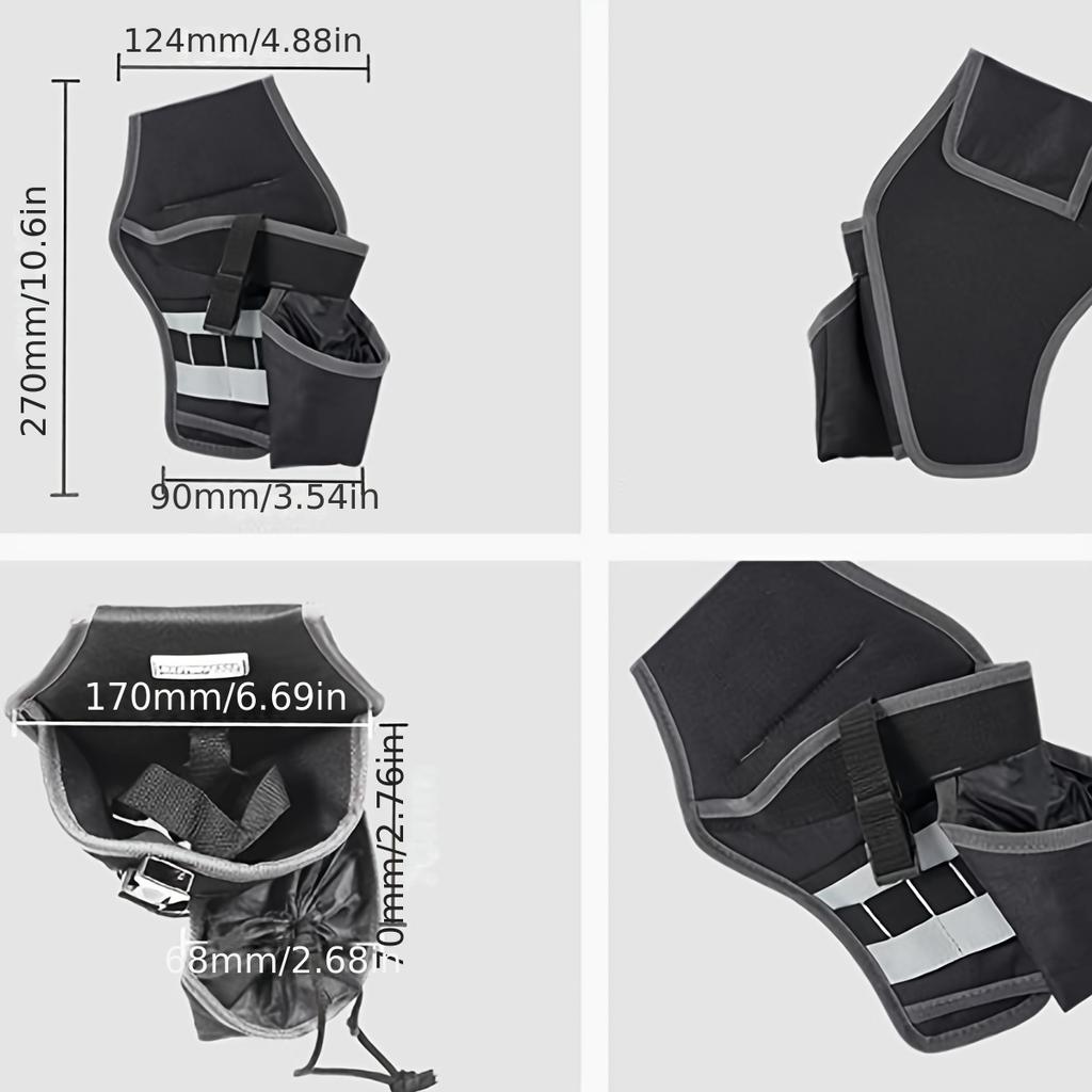 Single Side Tool Belt Pouch for Electrician Carpenters and Builders, Durable Canvas Construction, Black