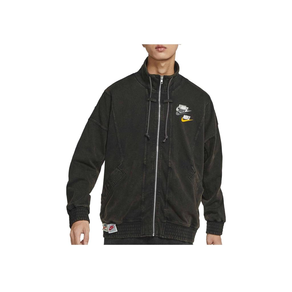 Nike Sportswear Stand Collar Letter Logo Print Casual Long Sleeve Jacket Men Jackets Black DV3314-010
