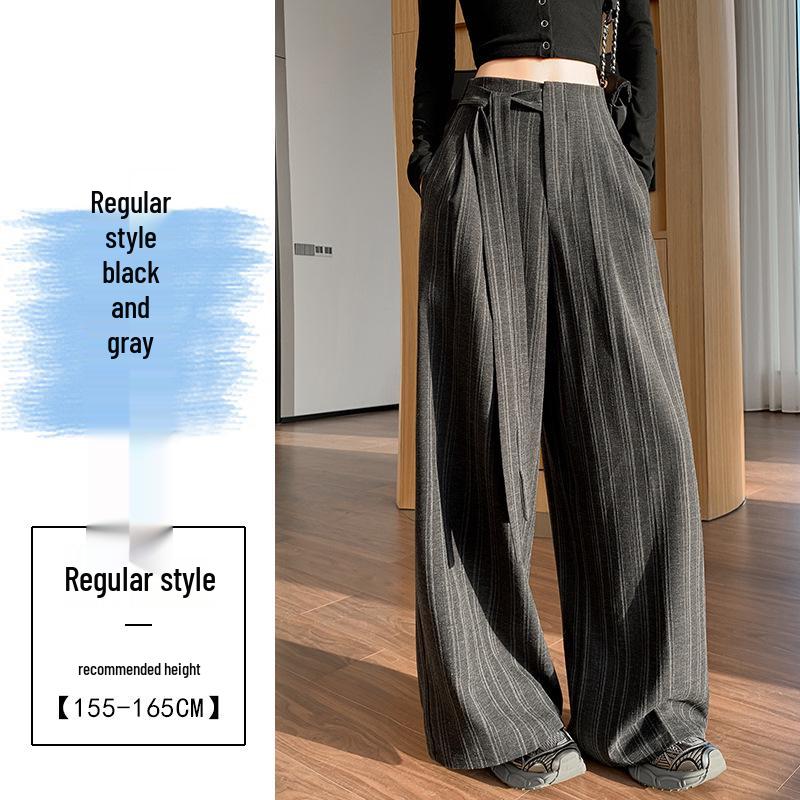 

Women s Striped Strappy Blazer & Wide-Leg Pants - 2026 Spring High-Waisted, Slimming, Casual, Floor-Length. S