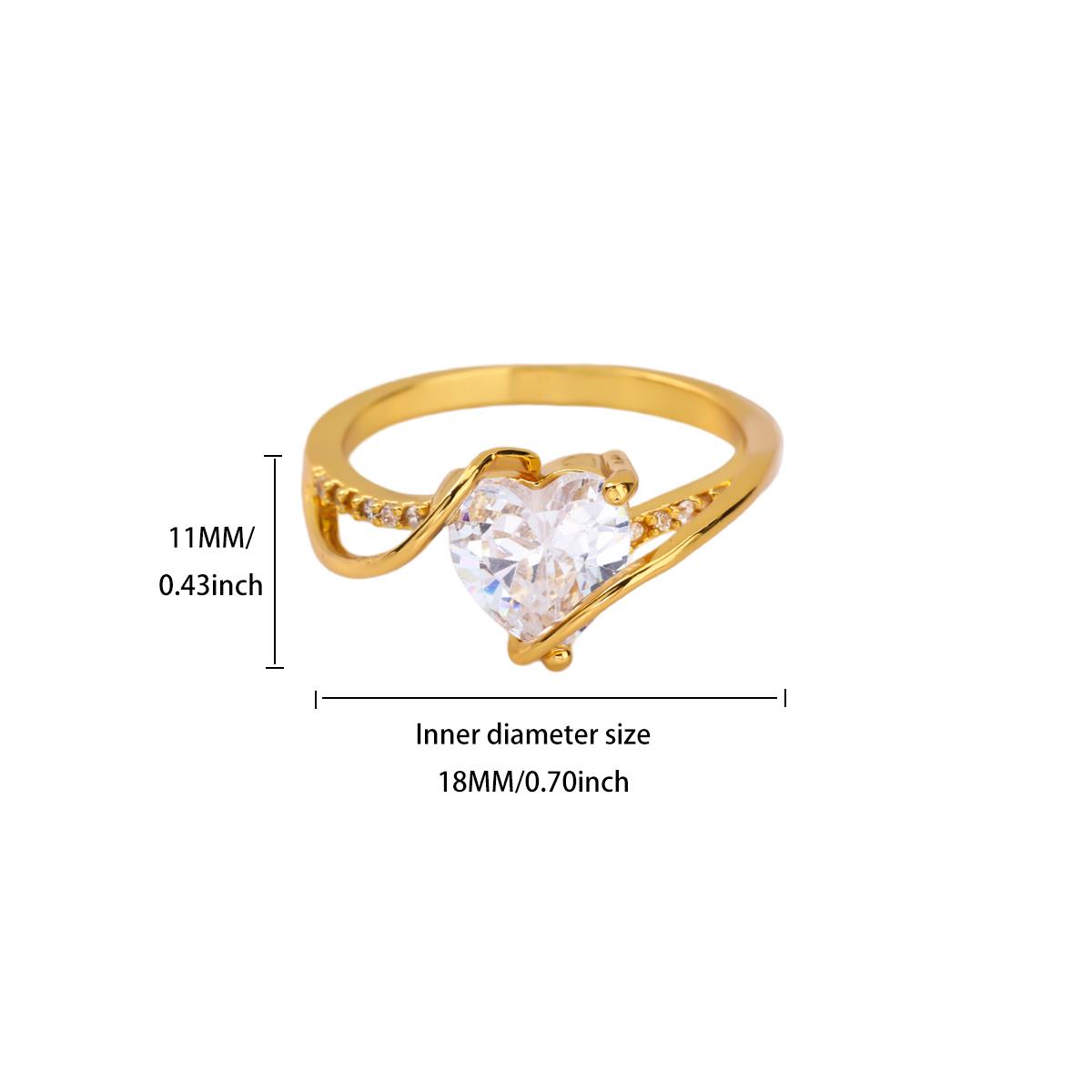 Big Heart Cubic Zirconia 18K Gold-plated Women s Rings Elegant Stainless Steel Ring Wedding Jewelry Accessories Anniversary Gift