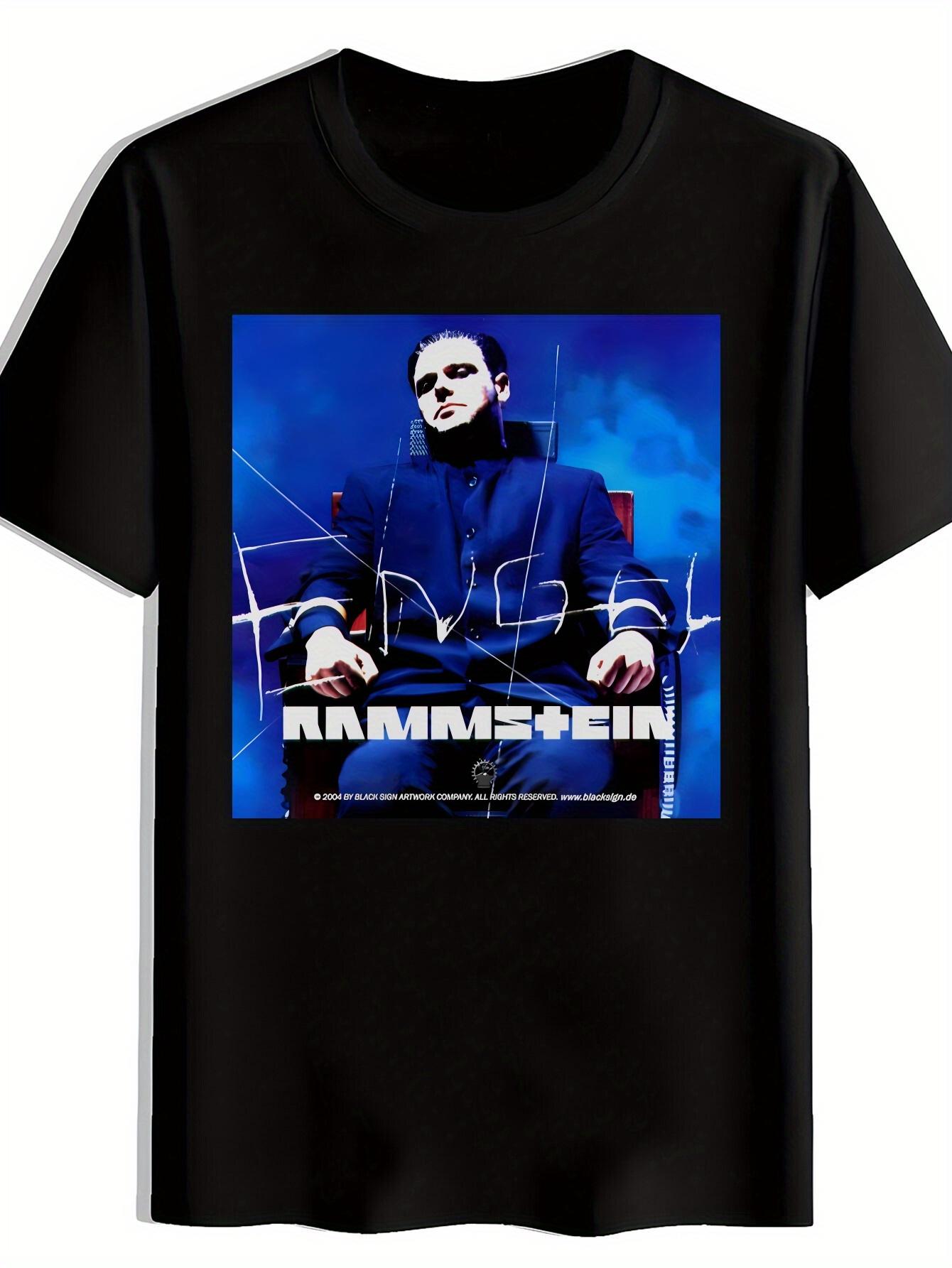 Retro Rock Band Graphic T-shirt - Black Crew Neck Short Sleeve Tee with RAMMstein & OASIS Design XXXL