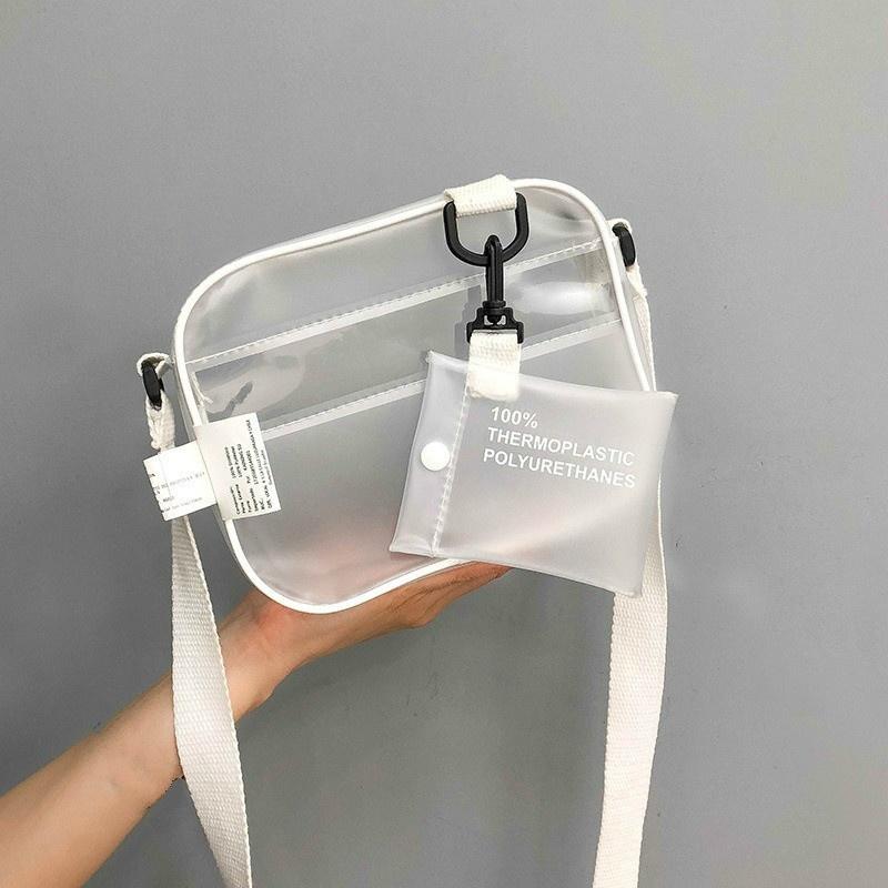 Women's Shoulder Bag PVC Transparent Messenger Crossbody with Adjustable Strap