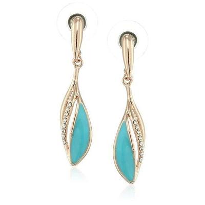 Rose Gold Plated Stylish Black Coloured Enamel Hanging Earrings for Women