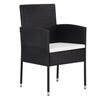 VidaXL Chaises de jardin coussins blanc crème 2pcs noir résine tressée, siège de jardin, chaise de balcon, chaise à dîner de 318704
