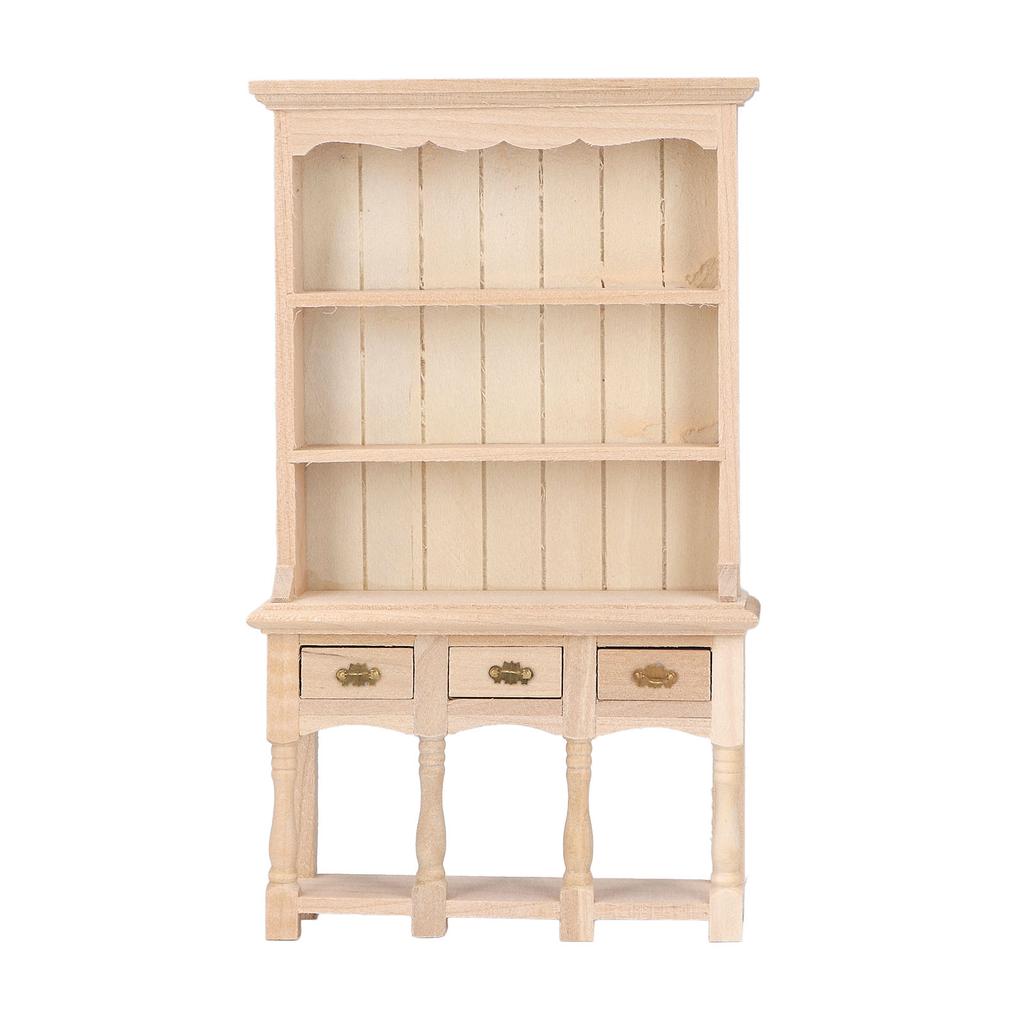 Dollhouse Bookshelf 1 12 Scale 3 Layer Drawer Design Classic Pure Colors DIY Coloring Miniature Bookcase for Gift