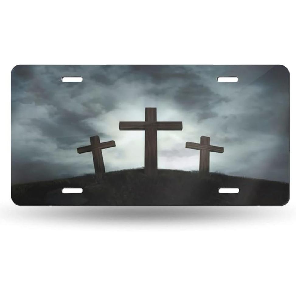 Black And White Compass Rose Front License Plate Aluminum Decorative License Plates Funny Metal Car Plate 6"X12" Novelty Vanity Tag Cover With 4