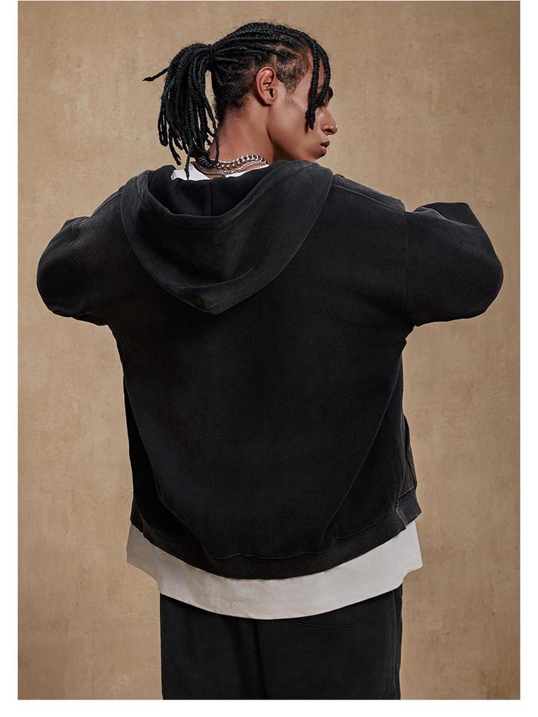 Men's Retro Heavyweight Fleece Hoodie - Autumn/Winter Casual Sports Jacket