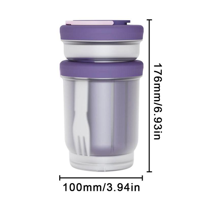 Portable Fruit Cup With Fork, Double-Layer Draining Salad Container, Leak-Proof Food Storage Box For Office, Picnic, And Travel