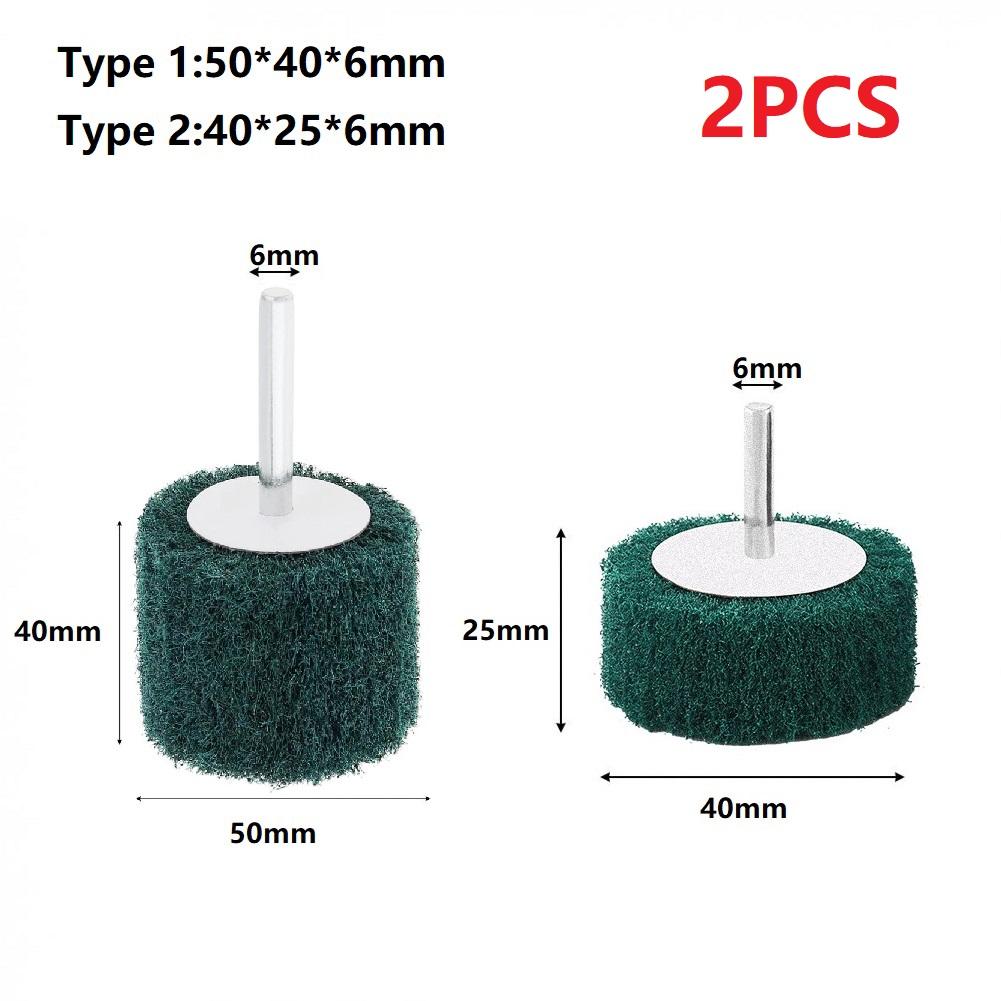 1/2pcs 6mm Shank Flap Fiber Cylindrical Grinding Head Sanding Wheel Scouring Pad Abrasive Brush For Stainless Steel Polishing