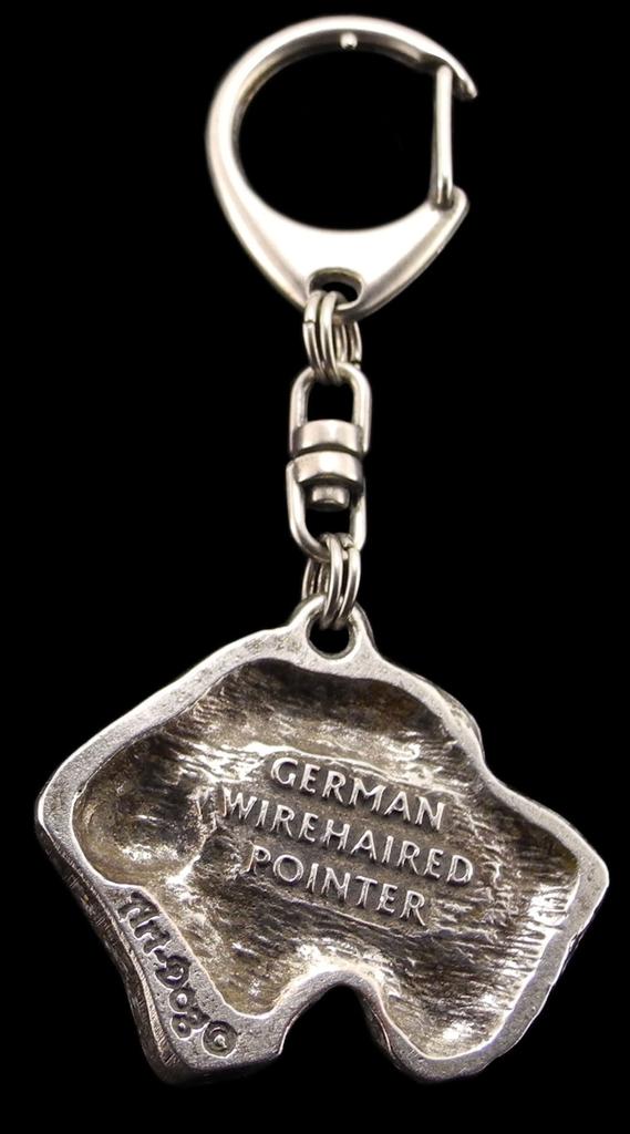 German Wirehaired Pointer - Silver-plated Key Ring with a Dog In a Gift Box, Handbag Decoration, Backpack Pendant by Art-Dog Brand