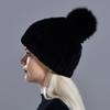 Winter Fur Hats for Ladys Women's Rex Rabbit Fur Caps Beanies Solid Elastic Winter Fashion Accessories Fox Fur Pompom Hat