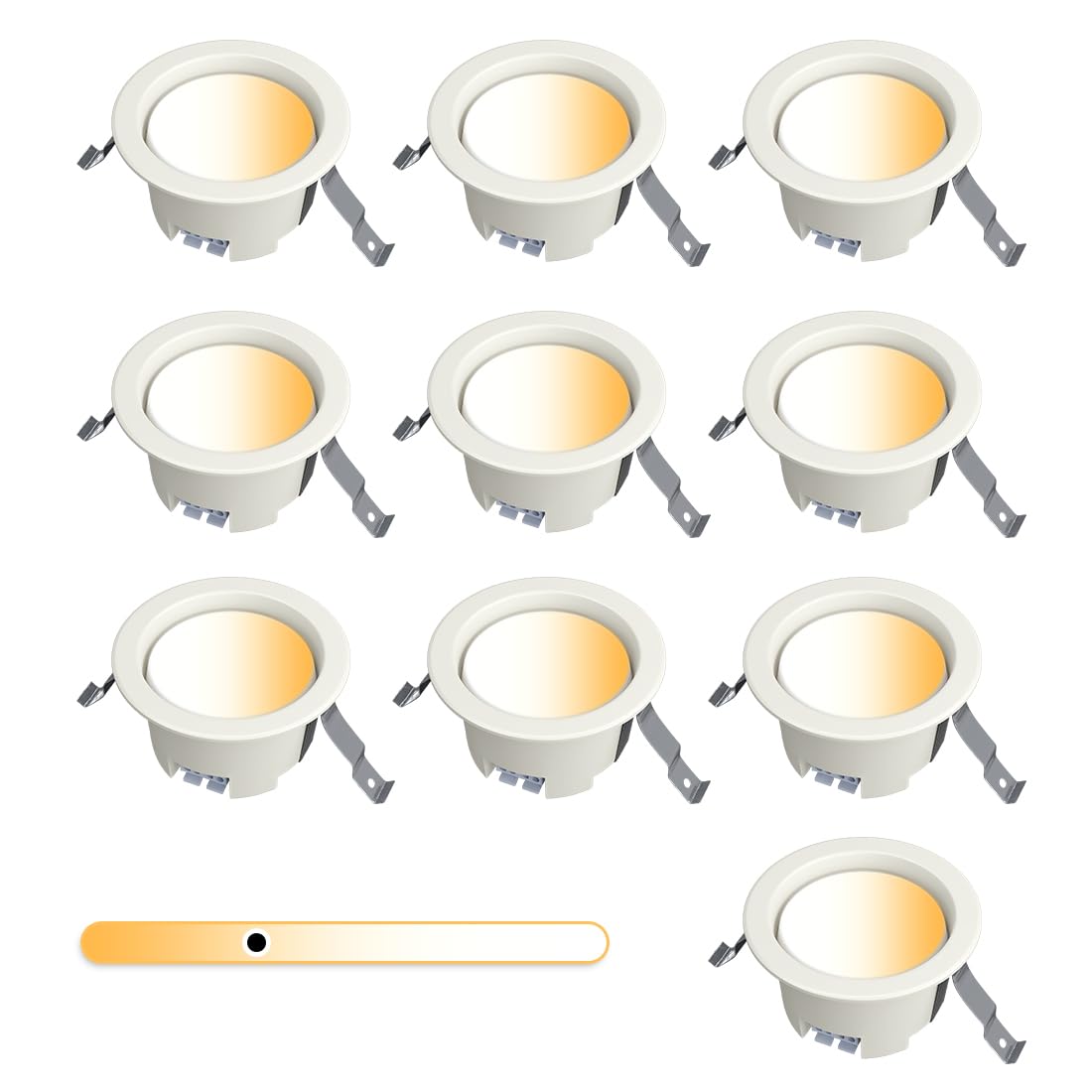 

POOPEE Indoor LED Downlight, Recessed Ceiling Light, 100mm Diameter, Wall Switch, Daylight, Warm White, 3 Color Temperature Settings, Color