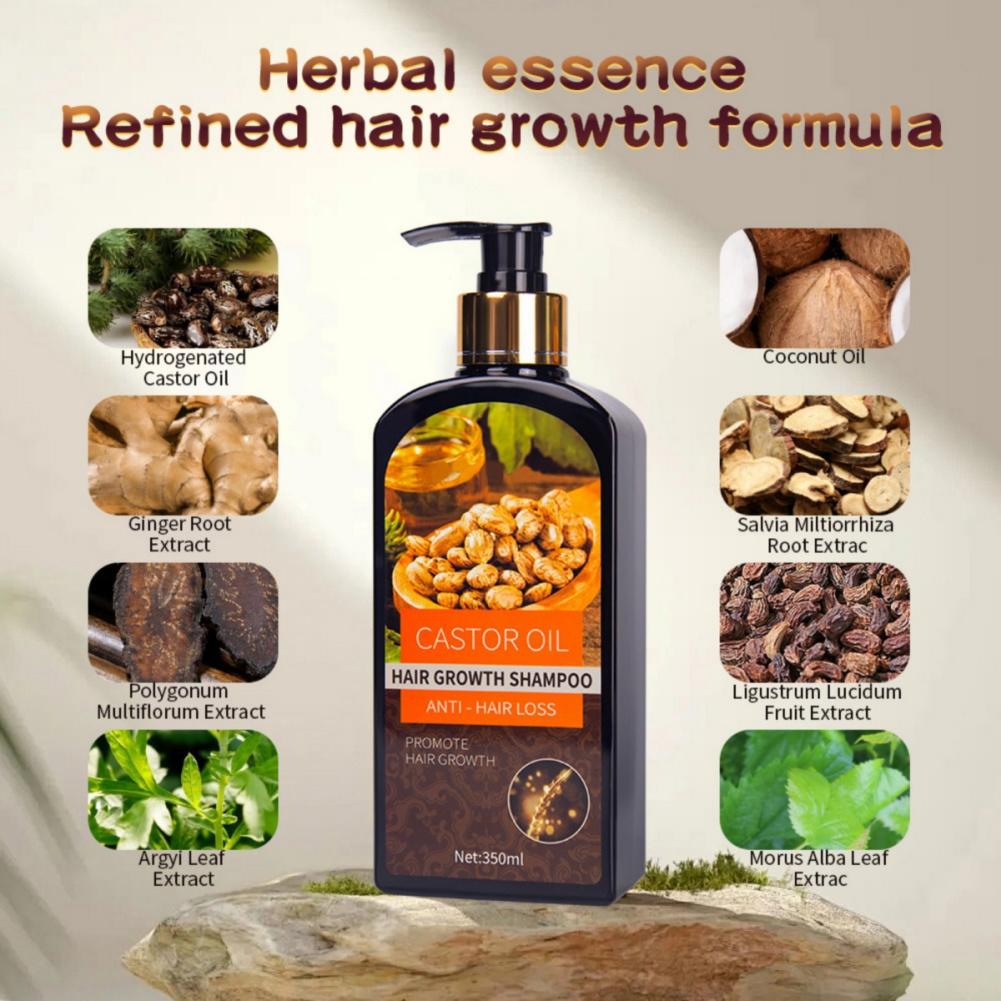 Rizinusöl-Haarwuchs-Shampoo, pflanzliches, nährendes Shampoo gegen Haarausfall, natürliches Wachstum, weiches und erfrischendes Shampoo