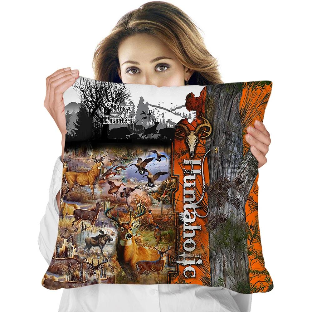 Animal Pillowcase Beautiful Wild Boar Hunting Reversible Printed Cushion Cover Home Fun Throw Pillow