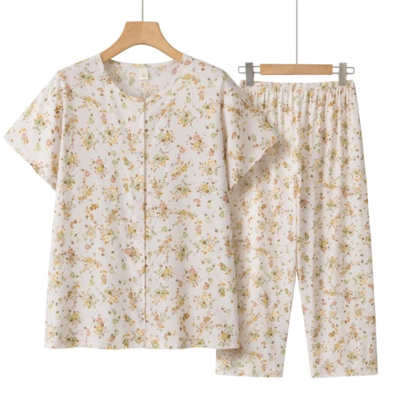 

Women s Mid-Aged Summer Cotton Silk Pajama Set 3XL