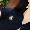 Retro Chinese Hollow Gourd Brooch: Gold-Plated Shell, Zircon, Pearl Pin, DIY Accessory