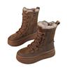 Thick-soled Heightening Snow Boots for Women's 2025 Winter New Retro Velvet Thickened Warm Short Boots Waterproof and Non-slip Cotton Shoes