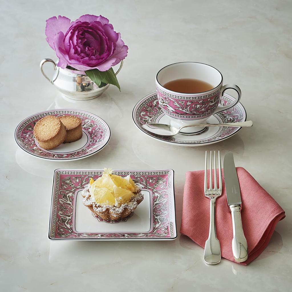 [Officially Imported] Wedgwood Florentine Fuchsia Petit Tray, Small Plate, Approx. 12cm, Pink, 1076518