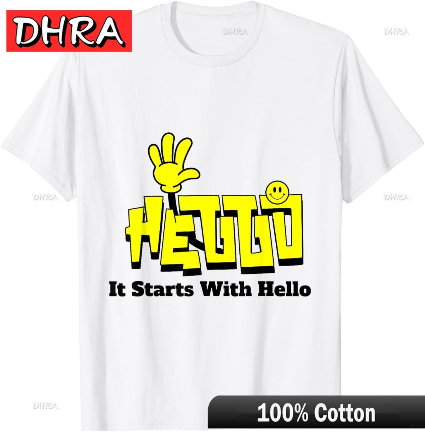 

It Starts with Hello Friendship Teacher Inclusion Language TShirt Unique Cool Unique Tshirts Clothing Girls Camisetas Hombre 4XL