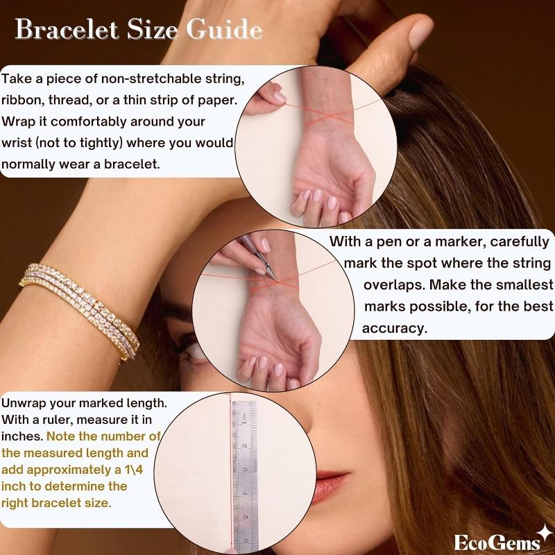EcoGems Moissanite Tennis Bracelet for Women and Men – 18K White or Yellow Gold Plated Sterling Silver – Lab Grown D Color VVS Clarity Stones