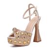 Fashion Luxury Colorful Rhinestones Women Gladiator Sandals Sexy Ankle Strap Platform Wedges High Heels Fashion Summer Party Prom Shoes