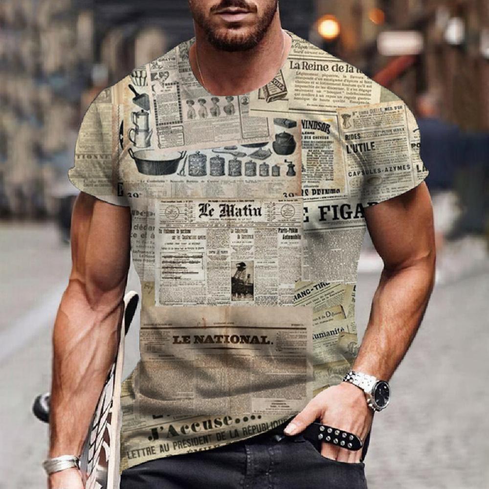 Legrační noviny Pánská trička s 3D potiskem Street Fashion Hip-hop Nadměrná velikost s krátkým rukávem Léto Lehké Prodyšné Oblečení