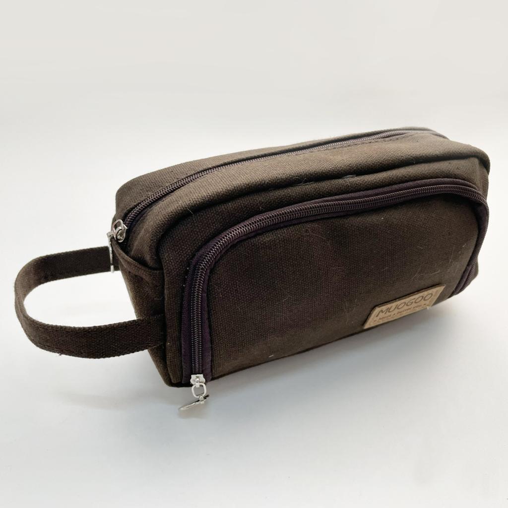Big Capacity Canvas Fabric Pencil Bag Portable Pencil Case Special Open Window Design