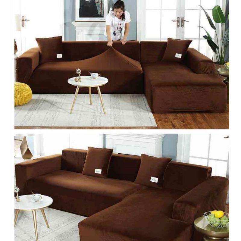 Velvet Sofa Covers for Living Room L Shaped Sofa Cover Strechable Sofa Slipcover  1/2/3/4 Seat Cushion Couch Cover