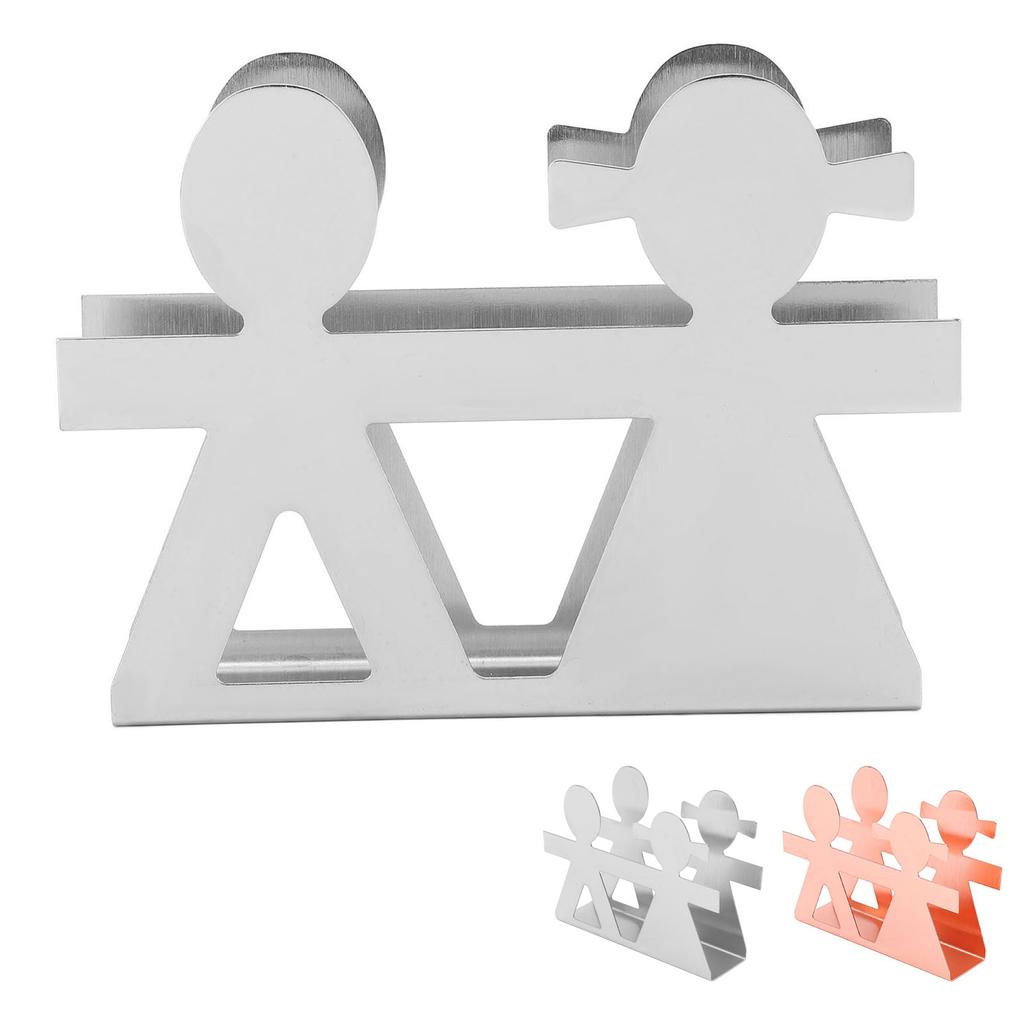 Napkin Holder Drawing Process Matte Polished Couple Hollow Pattern Stainless Steel Holder for Kitche